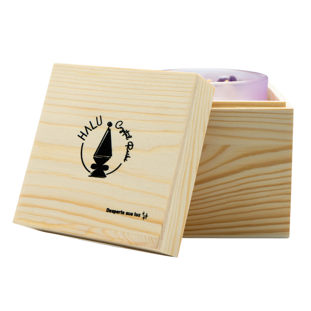 Lavender & Vanilla Candle wooden box package