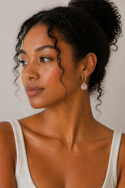 Small Hoop Earring (Rose Quartz)