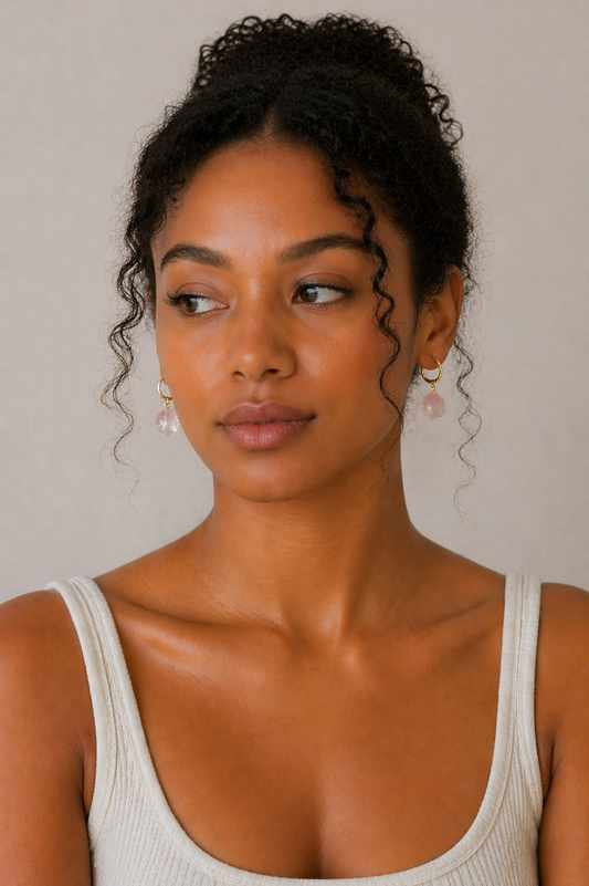 Small Hoop Earring (Rose Quartz)