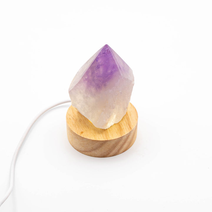 Amethyst + Wooden Lamp Base