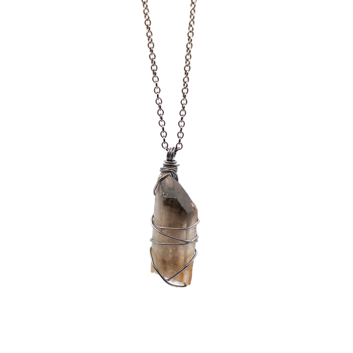 Smoky Quartz - Small Width Dark Chain (Necklace)