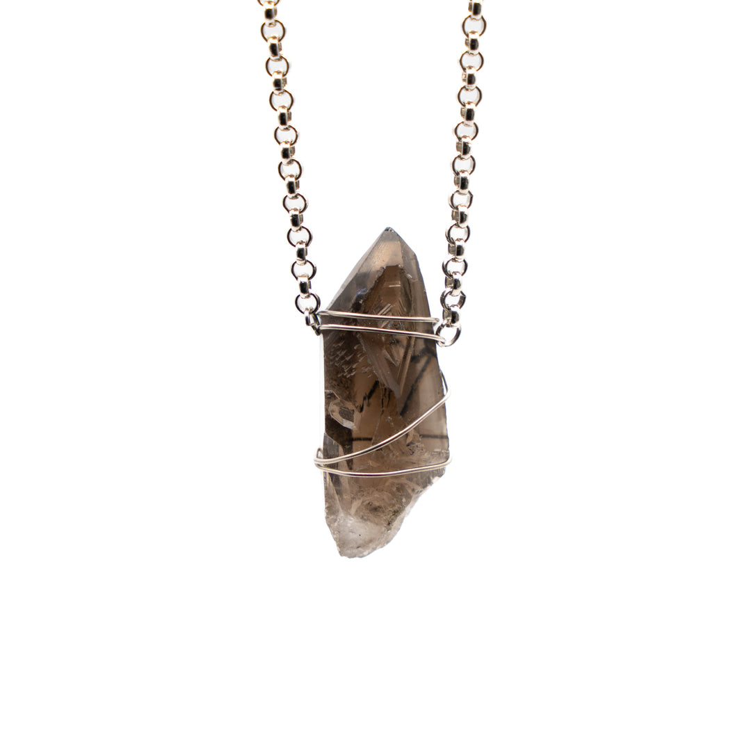 Smoky Quartz - Large width Chain (Long Necklace)