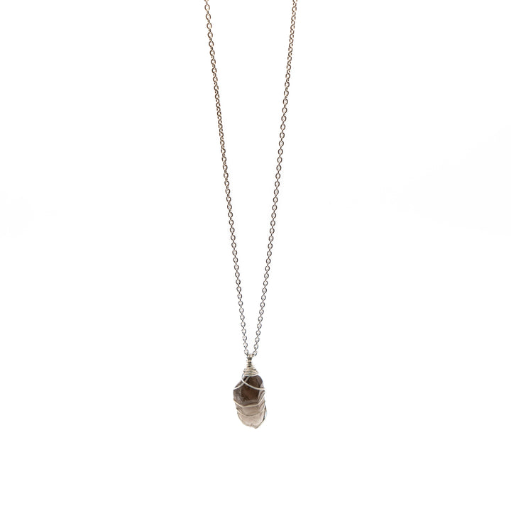 Smoky Quartz - Medium Width Light Chain (Long Necklace)