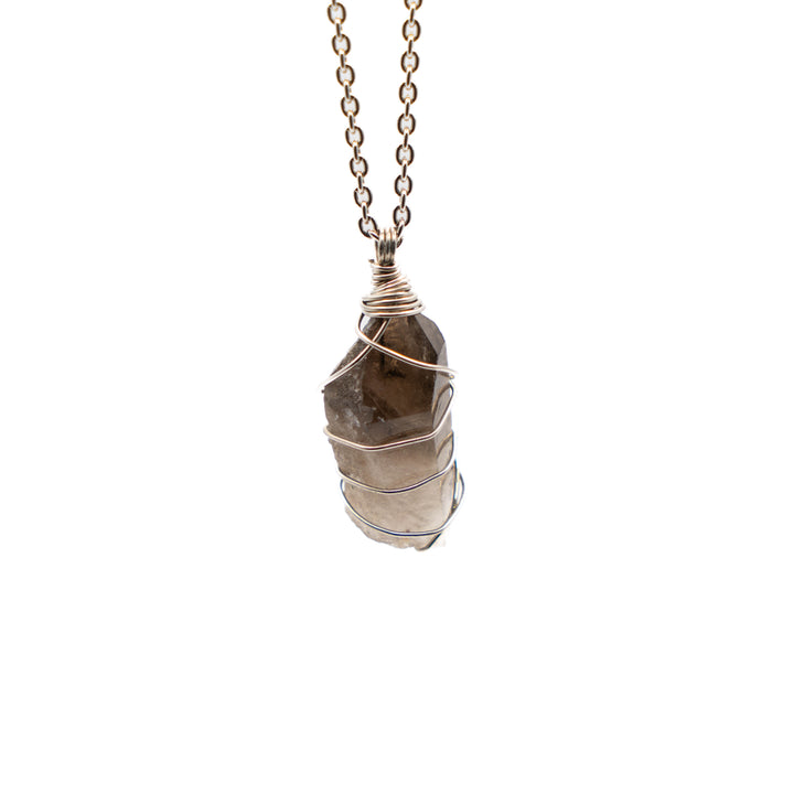 Smoky Quartz - Medium Width Light Chain (Long Necklace)