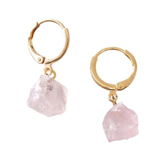 Small Circle Earring (Rose Quartz)