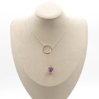 Amethyst (Long Silver Necklace)