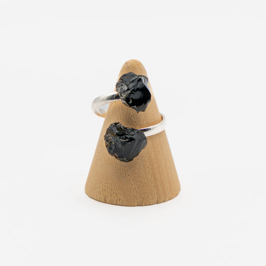 Duo Ring Silver (Obsidian)