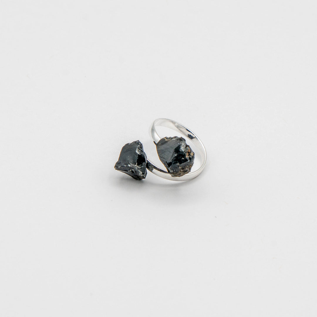 Duo Ring Silver (Obsidian)
