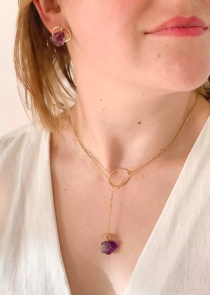 Amethyst (Long Gold Necklace)